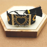Mexican Heart Bracelet Women Tassel Crystal Bead Jewelry Gift
