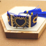 Mexican Heart Bracelet Women Tassel Crystal Bead Jewelry Gift