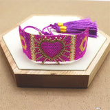 Mexican Heart Bracelet Women Tassel Crystal Bead Jewelry Gift