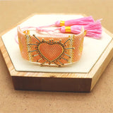 Mexican Heart Bracelet Women Tassel Crystal Bead Jewelry Gift