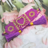 Mexican Heart Bracelet Women Tassel Crystal Bead Jewelry Gift