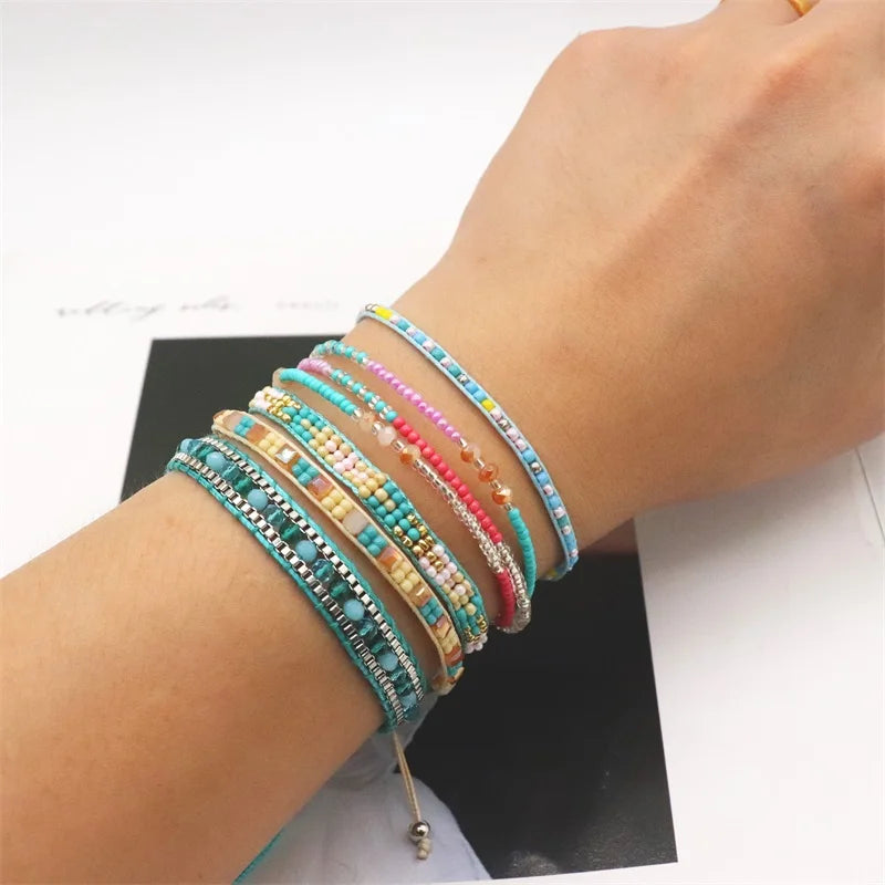 Bohemia Crystal Charms Bracelets Adjustable Wristband Jewelry