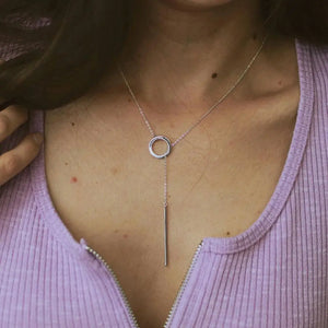 Sterling Silver Long Pendant Necklace Romantic Yellow Silver Fine Jewelry