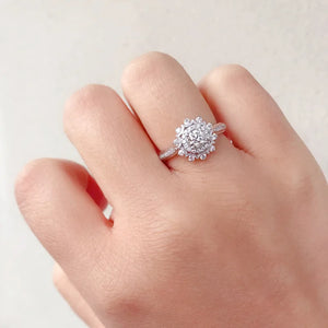 Adjustable Sunflower Wedding Ring CZ Double Christmas Gift Jewelry