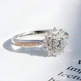 Adjustable Sunflower Wedding Ring CZ Double Christmas Gift Jewelry