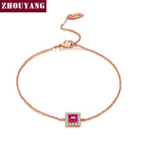 Bracelet On The Leg Women's Summer Beach Anklet Top Square Rose Crystal