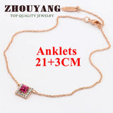 Bracelet On The Leg Women's Summer Beach Anklet Top Square Rose Crystal
