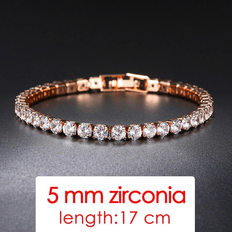 Rose Tennis Bracelet 4 Claws CZ Wedding Jewelry