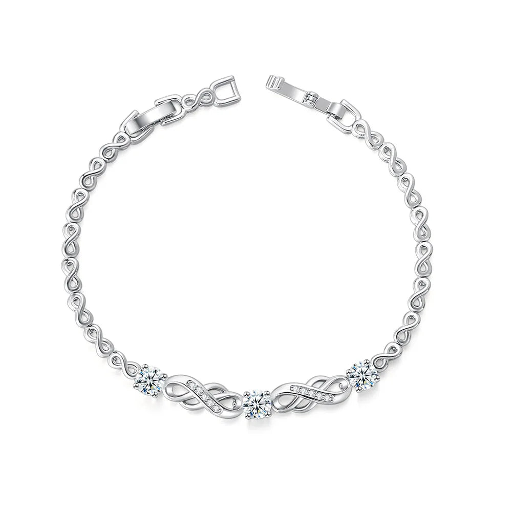 Zircon Wedding Bracelets Cross-wound Hand Bangle Gift H147