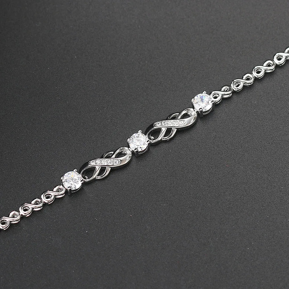 Zircon Wedding Bracelets Cross-wound Hand Bangle Gift H147