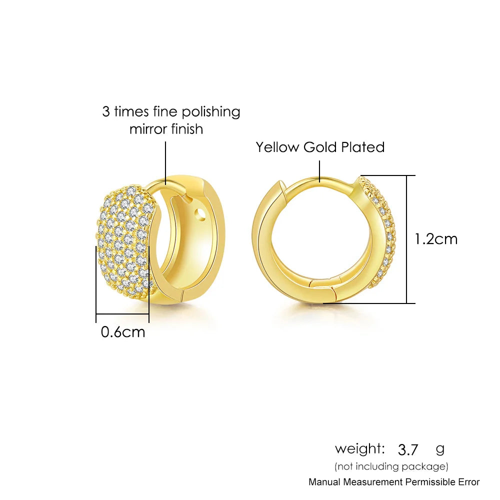 Retro Hoops Zircon Earrings Small Round Vintage Jewelry KBE420