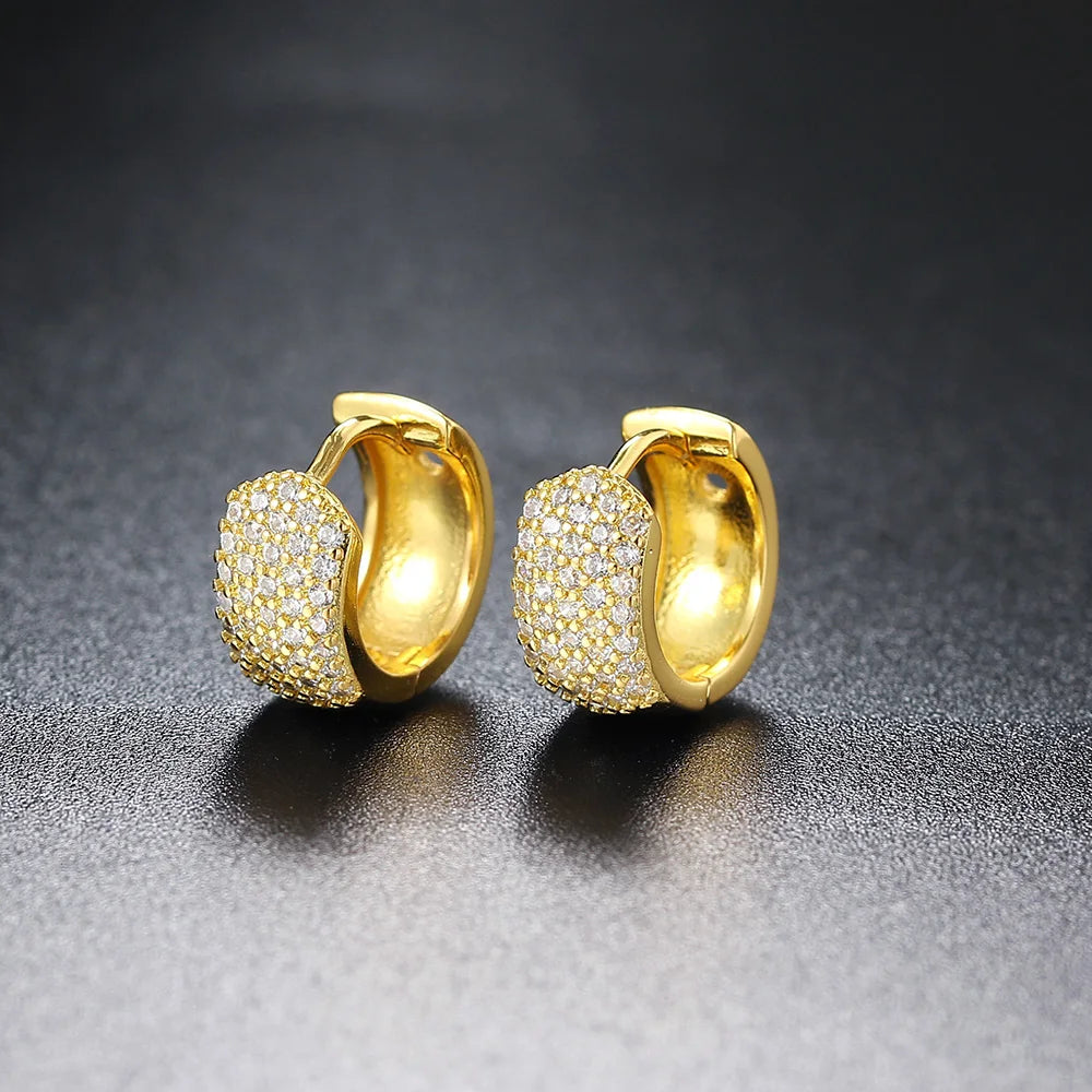Retro Hoops Zircon Earrings Small Round Vintage Jewelry KBE420