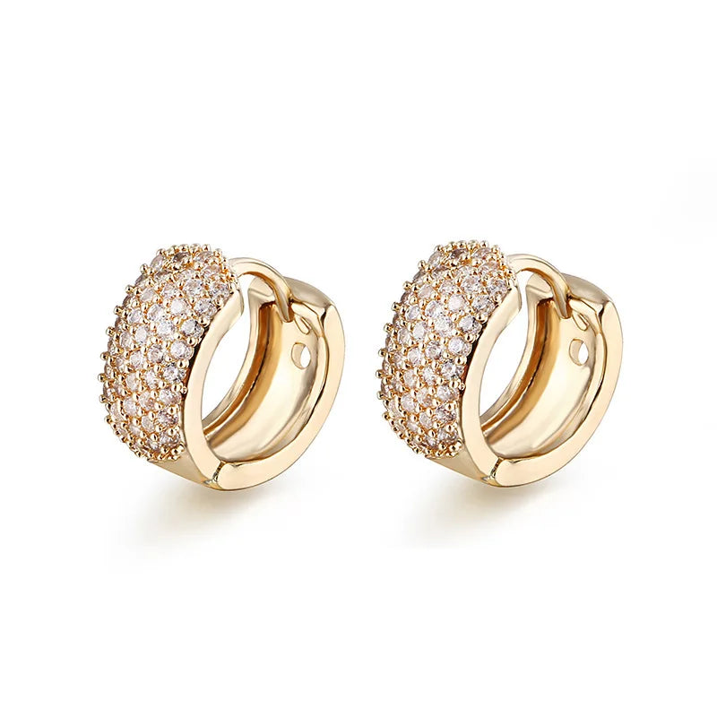 Retro Hoops Zircon Earrings Small Round Vintage Jewelry KBE420