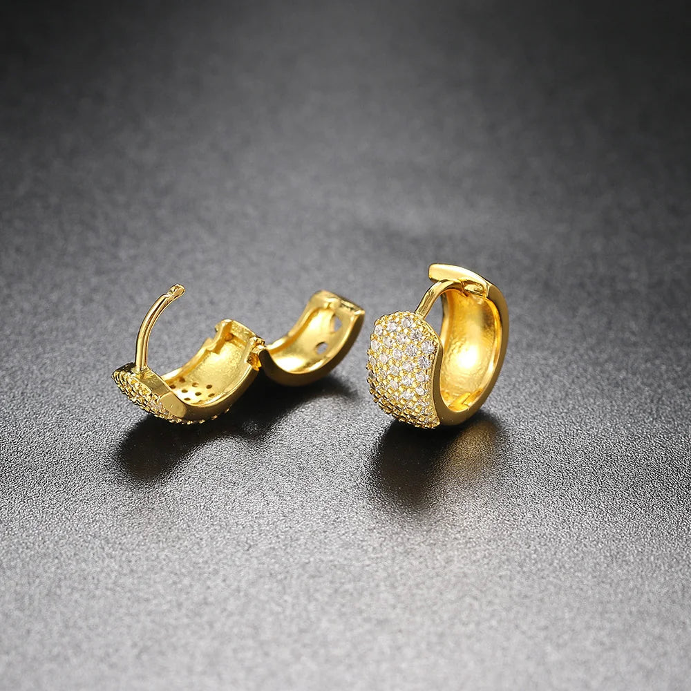 Retro Hoops Zircon Earrings Small Round Vintage Jewelry KBE420