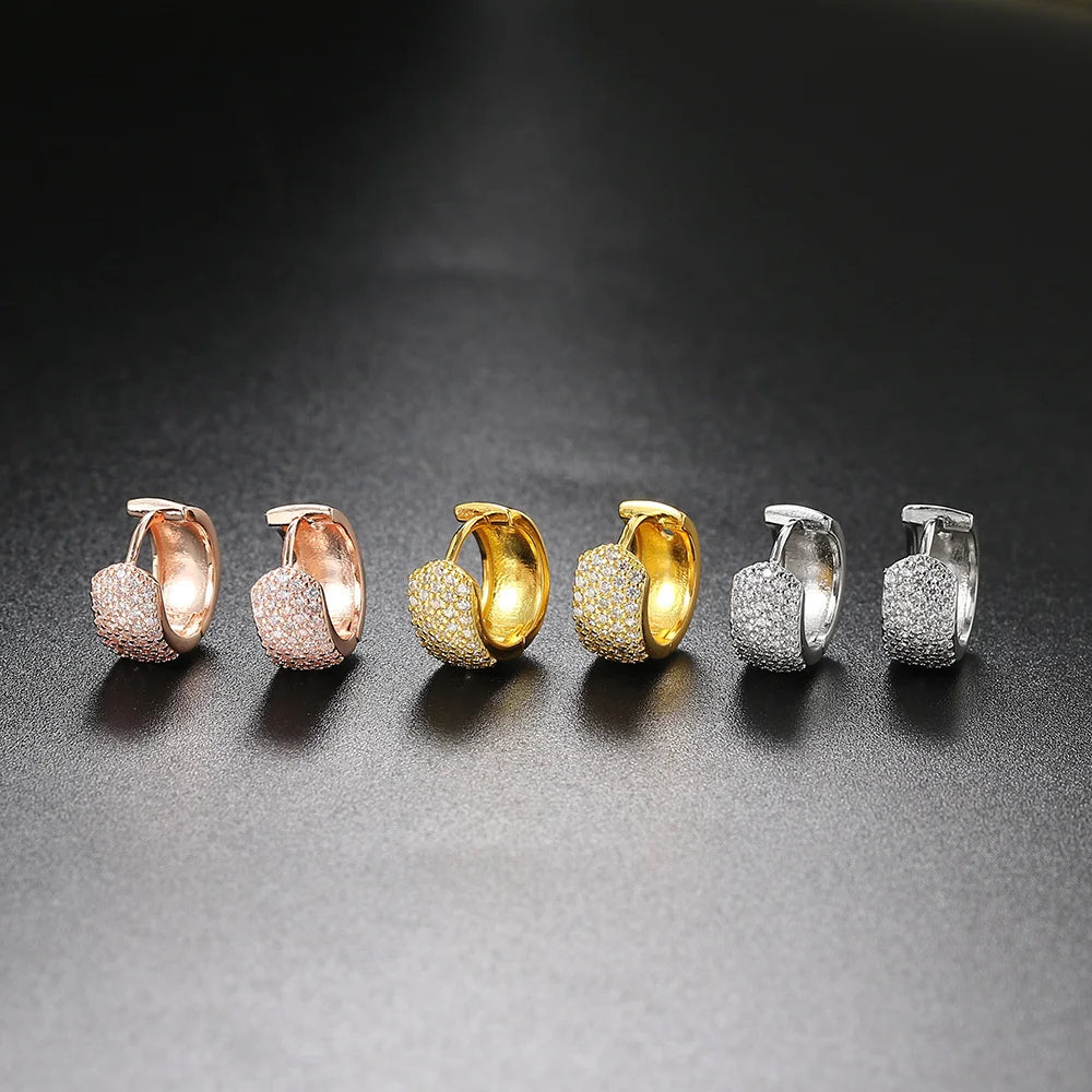 Retro Hoops Zircon Earrings Small Round Vintage Jewelry KBE420