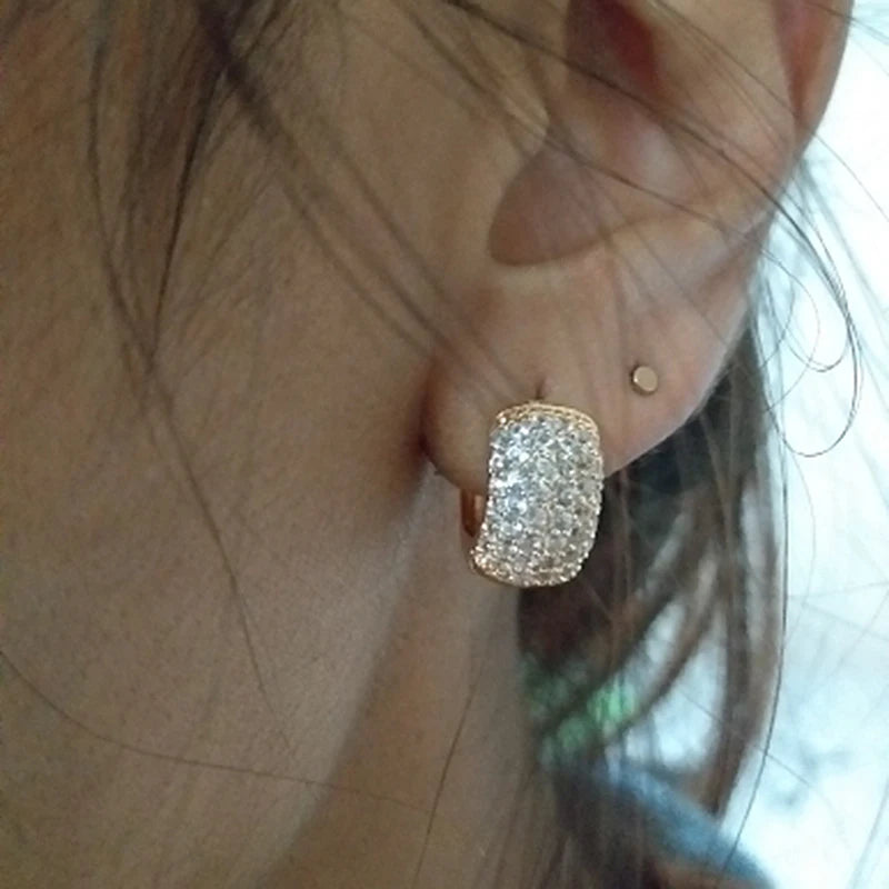 Retro Hoops Zircon Earrings Small Round Vintage Jewelry KBE420