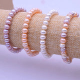 Pink Purple Freshwater Pearl Bracelet Bangle for Women