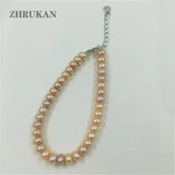 Pink Purple Freshwater Pearl Bracelet Bangle for Women