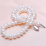 Freshwater Pearl Necklace 8-9mm Round 925 Silver Choker Jewelry