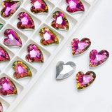 Heart Crystal Pendant Glass Beads Charms DIY Jewelry Findings 20pcs