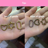 Heart Star Crystal Hoop Earring for Women Brass CZ Rectangle Ve151