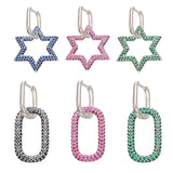 Heart Star Crystal Hoop Earring for Women Brass CZ Rectangle Ve151