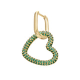 Heart Star Crystal Hoop Earring for Women Brass CZ Rectangle Ve151