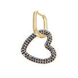 Heart Star Crystal Hoop Earring for Women Brass CZ Rectangle Ve151