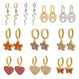CZ Crystal Hoop Earrings with Charms VE260