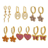CZ Crystal Hoop Earrings with Charms VE260