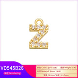 Brass CZ Crystal 26 Letter Charms Pendants for Earrings VD545