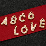 Brass CZ Crystal 26 Letter Charms Pendants for Earrings VD545