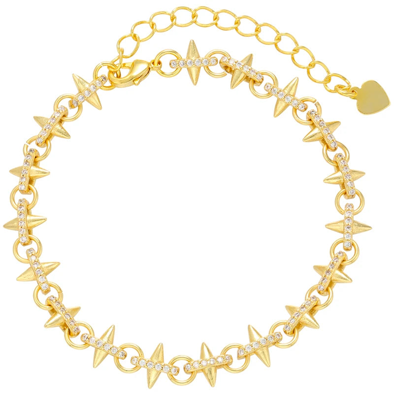 Brass Bullet Bracelet CZ Crystal 18K Plated Women Jewelry