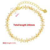 Brass Bullet Bracelet CZ Crystal 18K Plated Women Jewelry