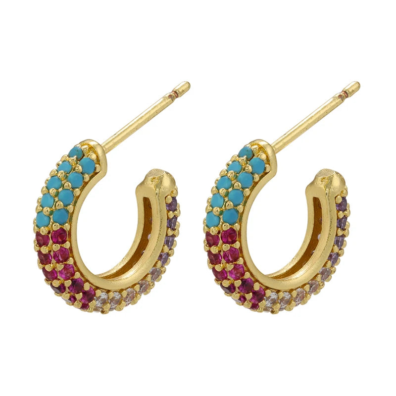 Cubic Zircon Stud Earrings for Piercing, VE695
