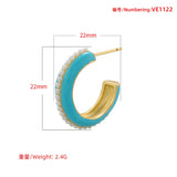 Enamel Pearl Hoop Earrings Beach Jewelry VE1122