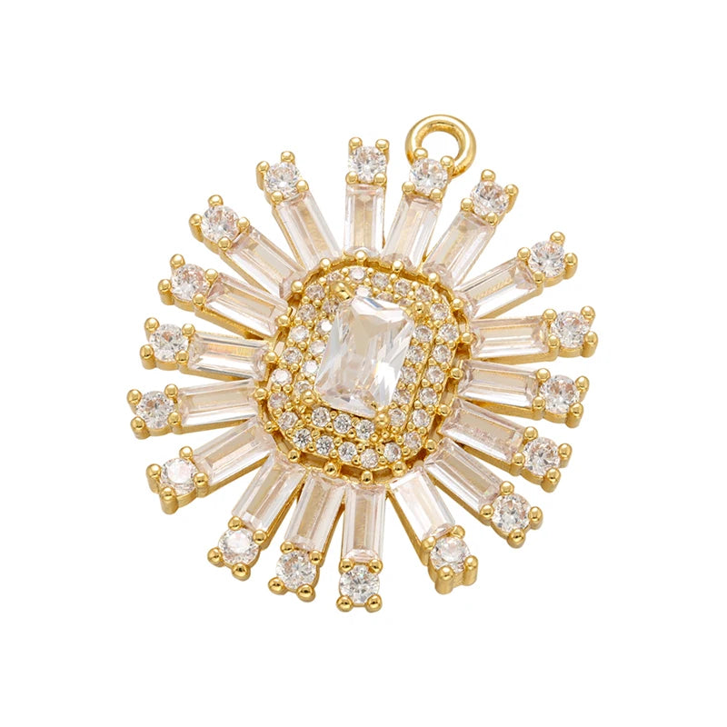 Geometric Rectangle Crystal Pendant Flower Charms for DIY Earrings