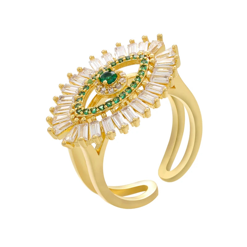 Vintage Evil Eye Ring Crystal Knuckle Open Ring Women Party Jewelry