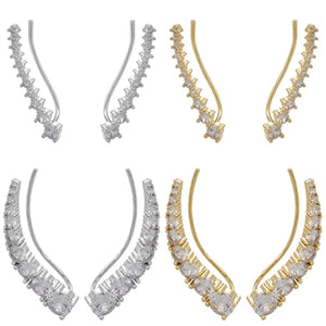 Round Crystal Ear Clip Ear Cuffs No Pierced Earrings for Women