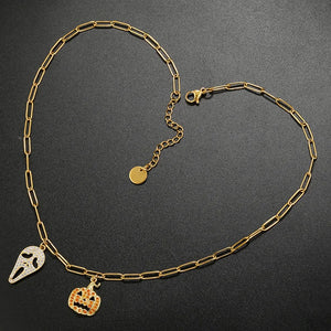 Halloween Necklace for Women with Pumpkin or Ghost Pendants