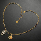 Halloween Necklace for Women with Pumpkin or Ghost Pendants
