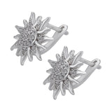 Mini CZ Crystal Sun Flower Stud Earrings for Women Party Jewelry