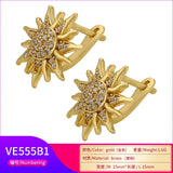 Mini CZ Crystal Sun Flower Stud Earrings for Women Party Jewelry