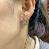 Mini CZ Crystal Sun Flower Stud Earrings for Women Party Jewelry
