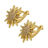 Mini CZ Crystal Sun Flower Stud Earrings for Women Party Jewelry