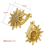 Mini CZ Crystal Sun Flower Stud Earrings for Women Party Jewelry