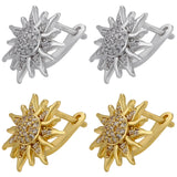 Mini CZ Crystal Sun Flower Stud Earrings for Women Party Jewelry