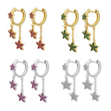 Silver Star Tassel Hoop Earrings Shining Jewelry