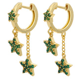 Silver Star Tassel Hoop Earrings Shining Jewelry