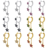 Silver Star Tassel Hoop Earrings Shining Jewelry